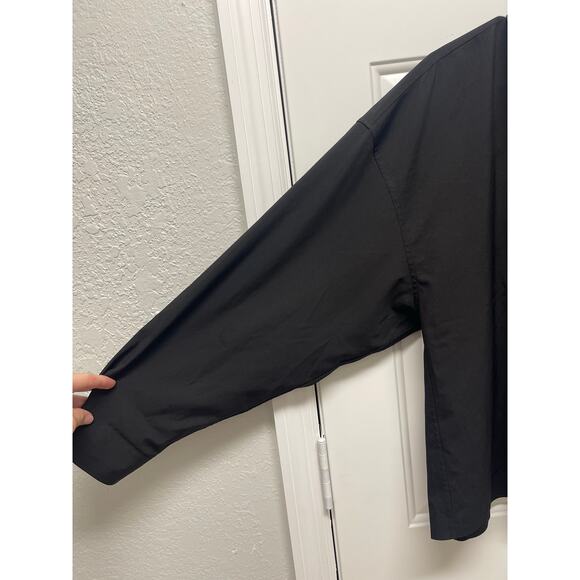 Athleta Cropped Stretch Tech Top Long sleeve button front black size XL - Picture 3 of 6